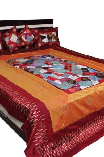 Ethnic Design Gold Print Bed Cover