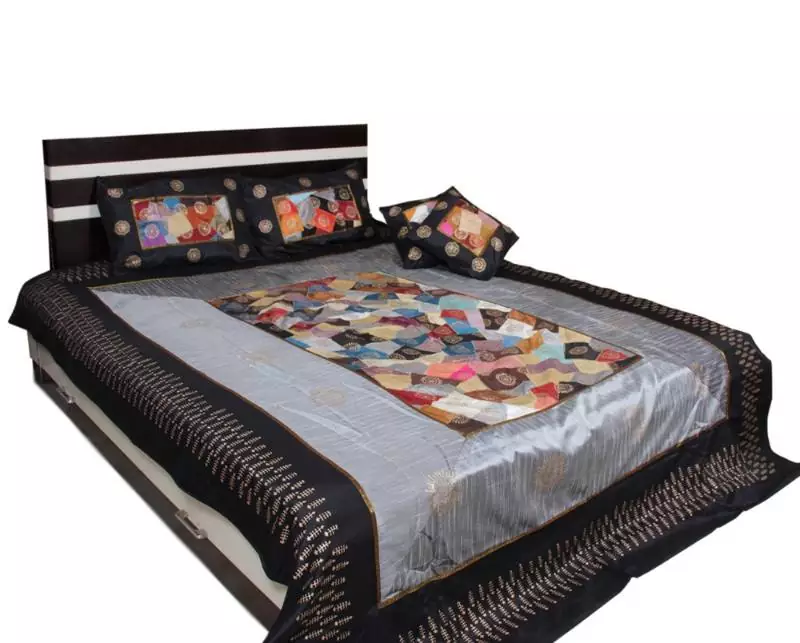 Silver Black Designer Bedsheet set