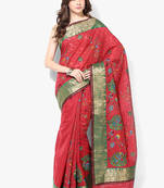 red woven super net saree With Blouse