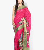 magenta woven super net saree With Blouse