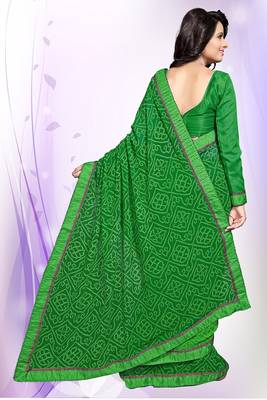 green printed georgette saree With Blouse 2