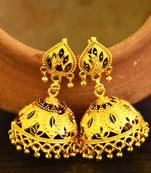 golden meena jhumka earrings