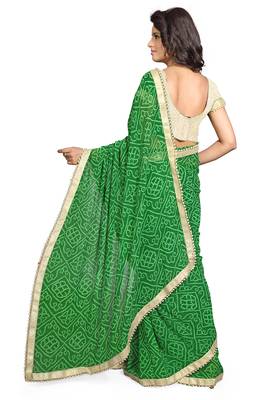 green printed georgette saree With Blouse 2