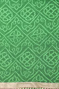 green printed georgette saree With Blouse