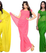 multicolor plain georgette saree With Blouse