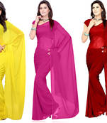 multicolor plain georgette saree With Blouse