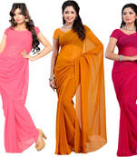 multicolor plain georgette saree With Blouse