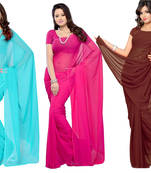 multicolor plain georgette saree With Blouse