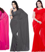 multicolor plain georgette saree With Blouse