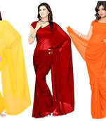 multicolor plain georgette saree With Blouse