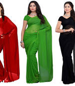 multicolor plain georgette saree With Blouse
