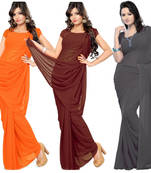 multicolor plain georgette saree With Blouse