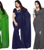 multicolor plain georgette saree With Blouse