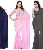 multicolor plain georgette saree With Blouse