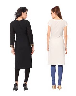 Black and white faux crepe printed stitched kurti 3