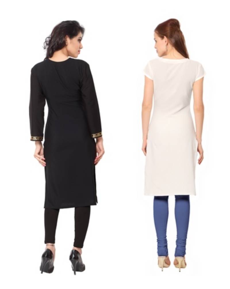 Black and white faux crepe printed stitched kurti