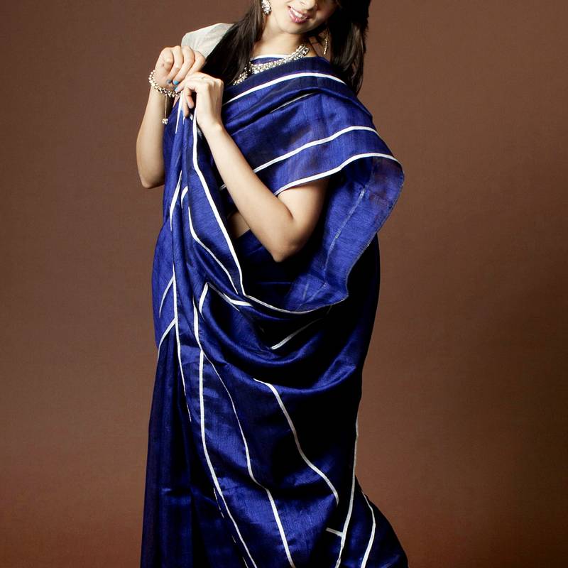 Silver Lining Tusser Saree
