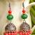 Oxisidised Silver Semi precious stone KundanJhumka Earrings