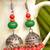 Oxisidised Silver Semi precious stone KundanJhumka Earrings