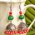 Oxisidised Silver Semi precious stone KundanJhumka Earrings