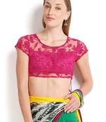 Pink net embroidered readymade blouse