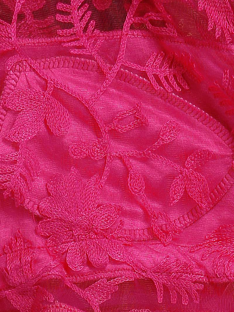 Pink net embroidered readymade blouse