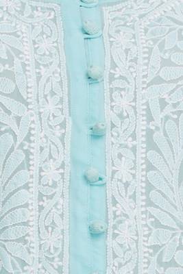Ada Blue Faux Georgette Embroidered Lucknow Chikankari Kurti 5