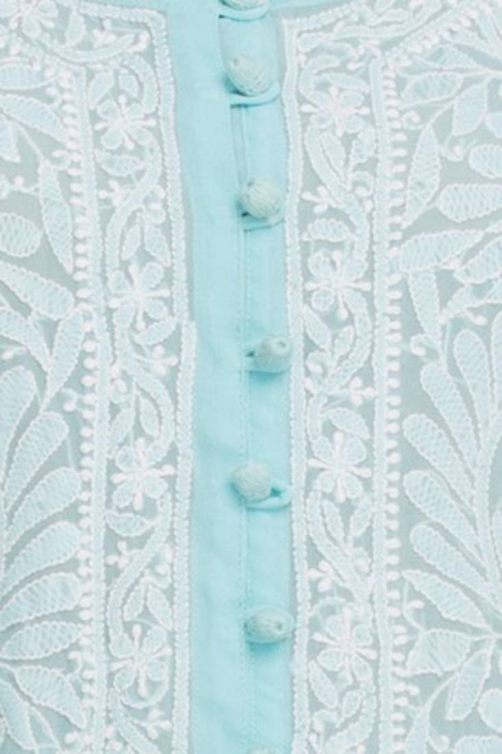 Ada Blue Faux Georgette Embroidered Lucknow Chikankari Kurti