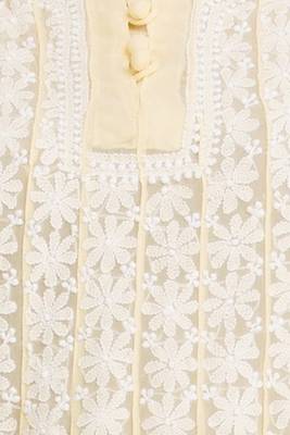 Ada Yellow Faux Georgette Hand Embroidered Lucknow Chikan Kurti 4