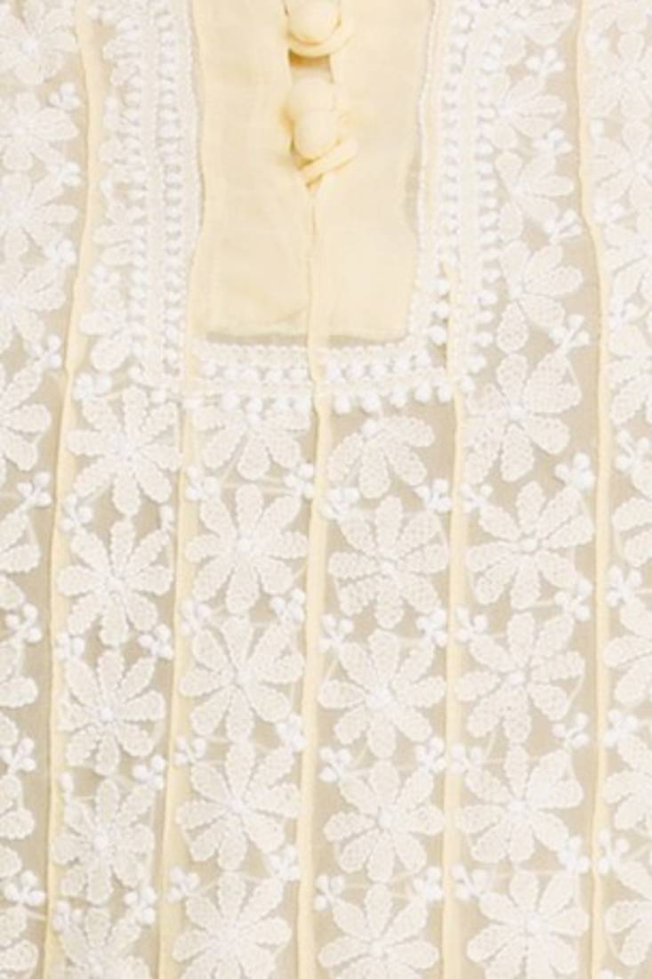 Ada Yellow Faux Georgette Hand Embroidered Lucknow Chikan Kurti