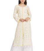 Hand Embroidered Yellow Faux Georgette Lucknow Chikankari Kurti
