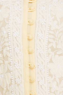 Hand Embroidered Yellow Faux Georgette Lucknow Chikankari Kurti 4