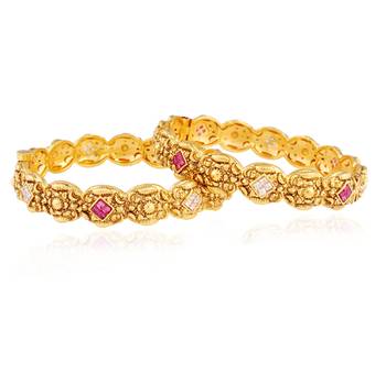 Womens Aspiration Gold plated antique bangle 1