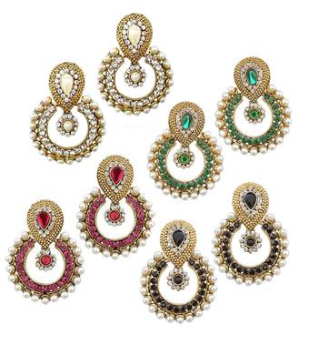 Pearl traditional ethnic indian four pair earring 1