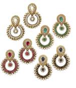 Pearl traditional ethnic indian four pair earring