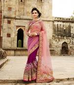 multicolor embroidered net saree With Blouse