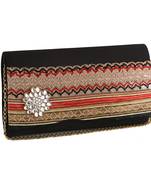 Embellished Matte Black Clutch Handbag