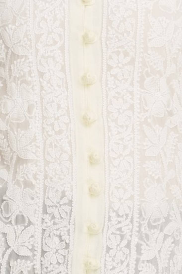 Ada Lemon Faux Georgette Hand Embroidered Lucknow Chikan Kurti