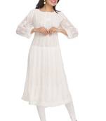 Ada Fawn Faux Georgette Hand Embroidered Lucknow Chikan Kurti