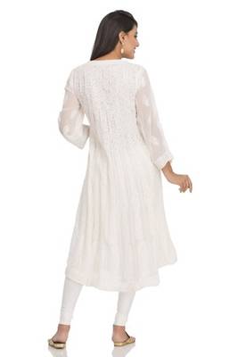 Ada Fawn Faux Georgette Hand Embroidered Lucknow Chikan Kurti 2