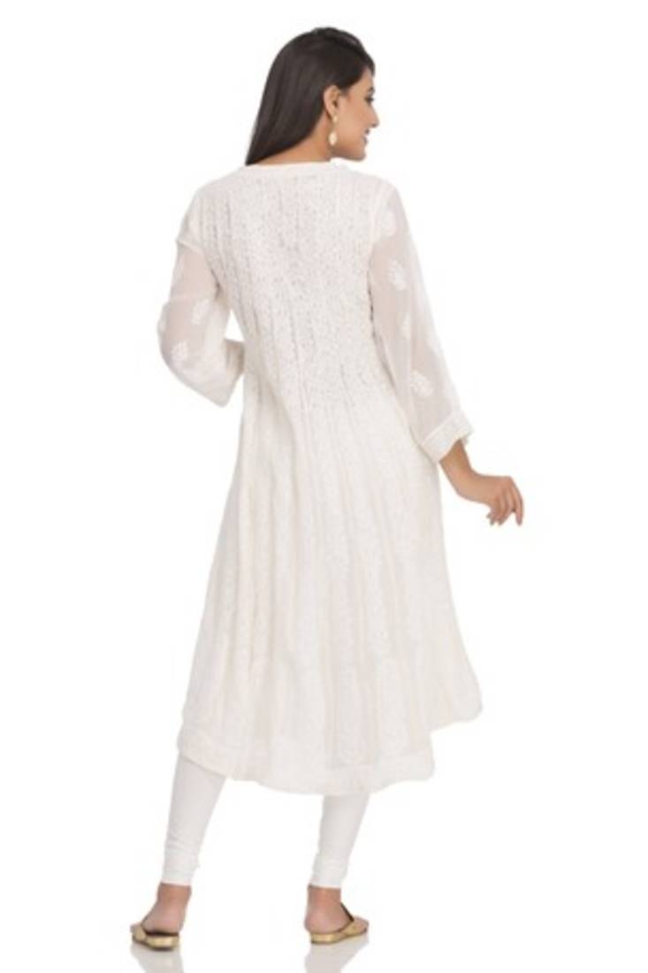 Ada Fawn Faux Georgette Hand Embroidered Lucknow Chikan Kurti