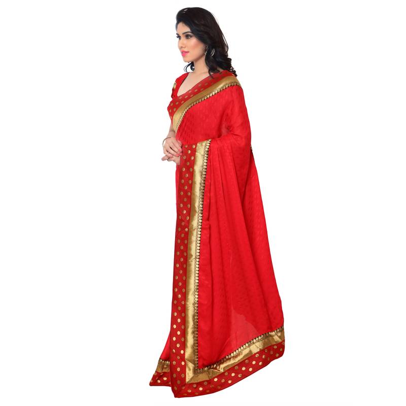 Red Bhagalpuri Saree main image 0