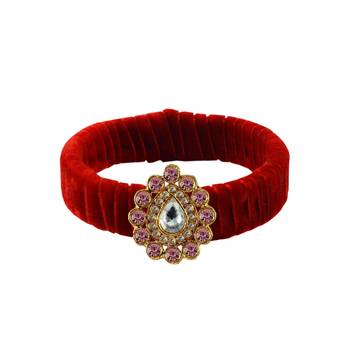 Red Stone Brass Bangle 1