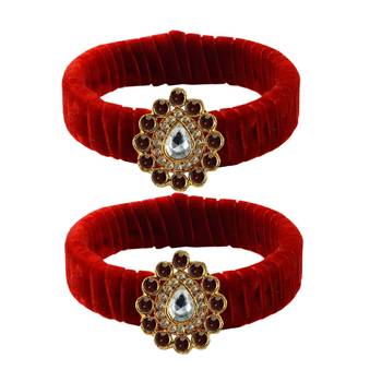 Red Stone Brass Bangle 1