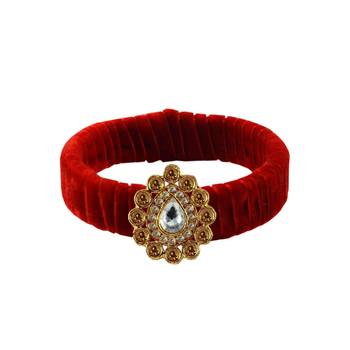 Red Stone Brass Bangle 1