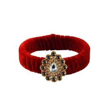 Red Stone Brass Bangle 1
