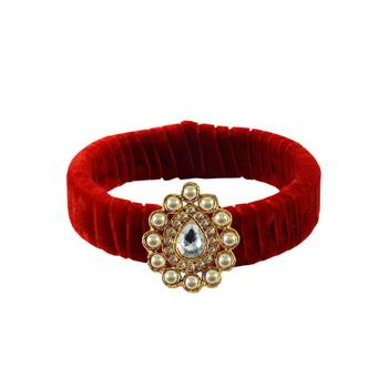 Red Stone Brass Bangle 1