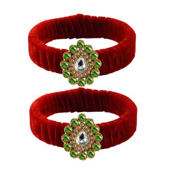 Red Stone Brass Bangle 1