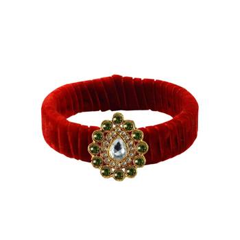 Red Stone Brass Bangle 1
