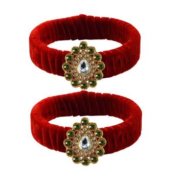 Red Stone Brass Bangle 1